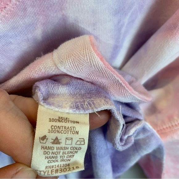 Hem & Thread Tie-Dye Pink Purple Crew Neck 100% Cotton Sweatshirt Women's sz S - Picture 7 of 7